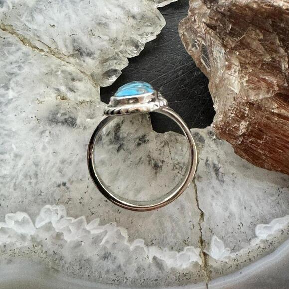 Native American Sterling Silver 3 Oval Matrixed Turquoise Ring Sz 6.75 For Women - Picture 8 of 10